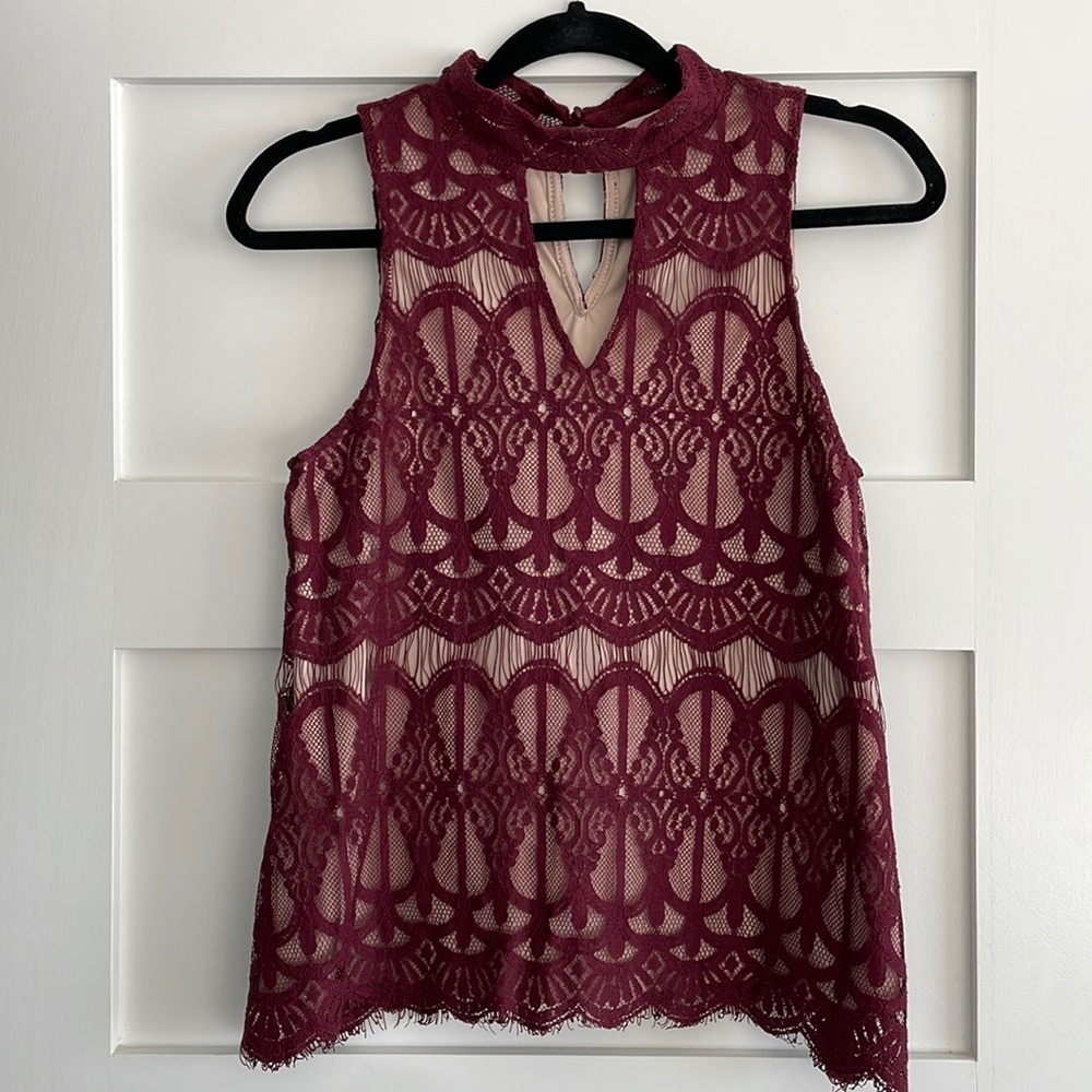 Lace High Neck Tank